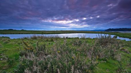 Serene Lake Under Cloudy Skies wallpaper