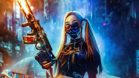 Bad cyber girl artwork wallpaper
