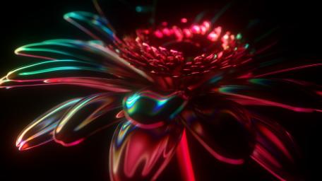 Neon Floral Illumination in 3D Artistry wallpaper