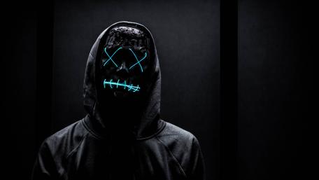 Neon Masked Guy in Hoodie wallpaper