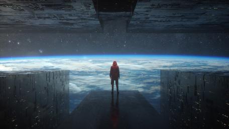 Solitude in the Cosmic Expanse wallpaper