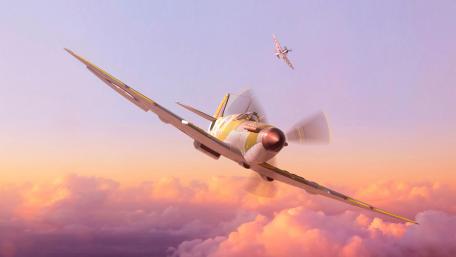 Aviation Journey Through Pink Clouds wallpaper