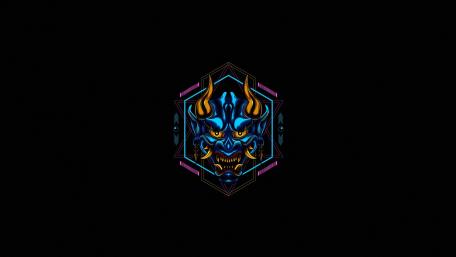 Oni mask on black background wallpaper
