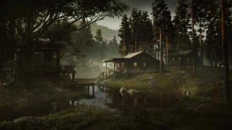 Mystical Forest Pond Haven wallpaper