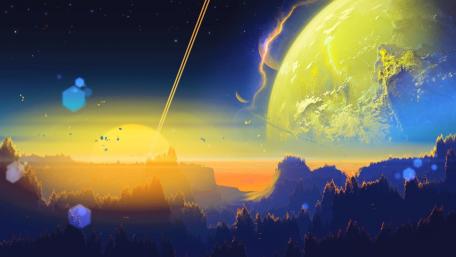 Blue & Yeloow Sunlight wallpaper