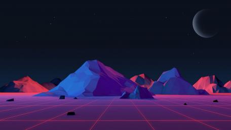 Neon Mountain Landscape at Night wallpaper