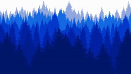 Enchanted Blue Pine Forestscape wallpaper