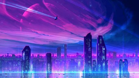 Neon city wallpaper