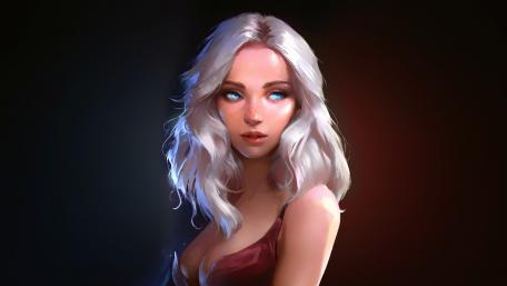 Mystical Maiden with Luminescent Locks wallpaper