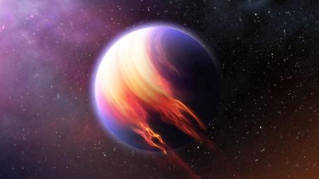Burning Planet in Space Art wallpaper