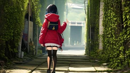 Lost in a Tranquil Anime Alleyway wallpaper