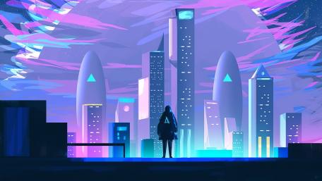 Neon Dreamscape City wallpaper