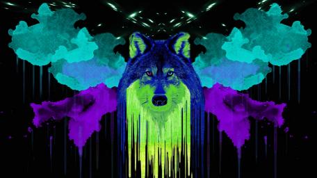 Neon Wolf Art in Watercolors wallpaper