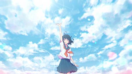 Anime Girl smiling with sailor suit wallpaper