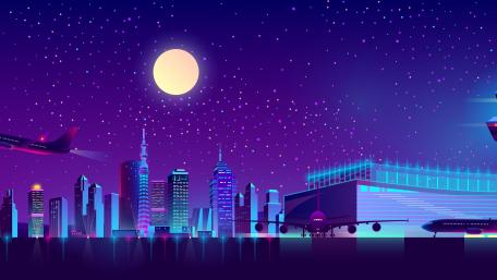 Starry Night Flight Departure wallpaper