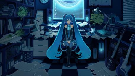 Blue Haired Melodies in the Studio Room wallpaper