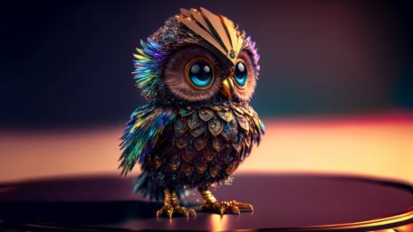 Metallic Fantasy Owl wallpaper