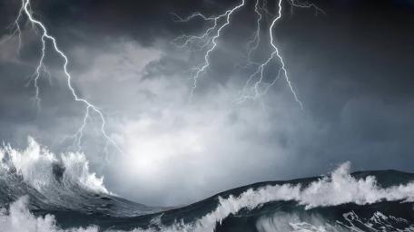 Powerful Storm over Ocean Waves wallpaper