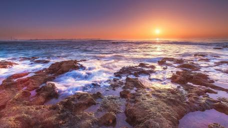 Serene Sunset Over the Shoreline wallpaper