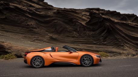 Sleek BMW i8 Coupe in Striking Orange Shade wallpaper