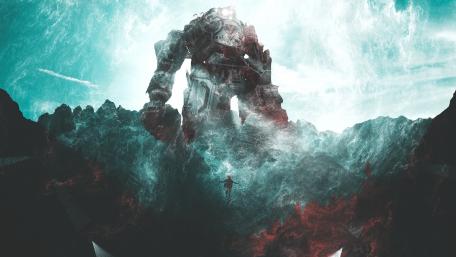 Titanic Guardian in a Celestial Realm wallpaper