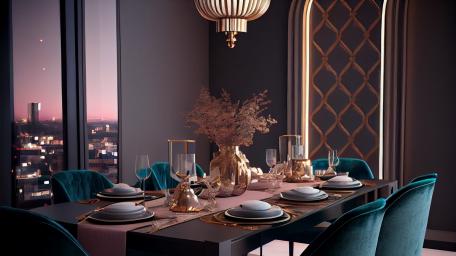 Dining room table wallpaper