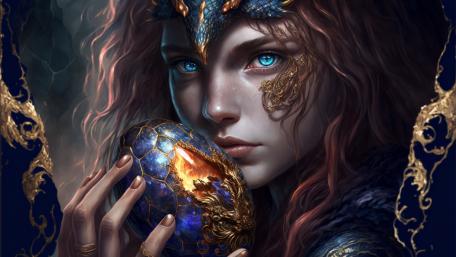 Azure Gaze Enchantment: Fantasy World in 4K wallpaper