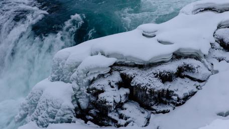 Frozen Beauty of Winter Waterfalls wallpaper