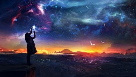 Dreamy Starry Nightscape Fantasy wallpaper