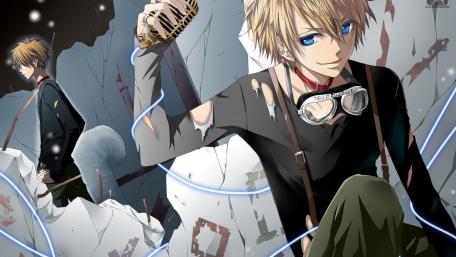 Dynamic Anime Boy in Action Scene wallpaper