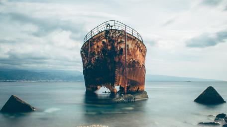 Forgotten Vessel on Silent Shore wallpaper