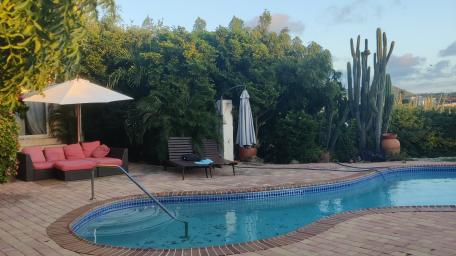 Serene Poolside Oasis for Relaxation wallpaper