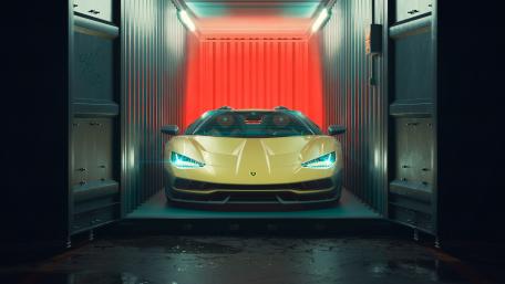 Lamborghini Centenario in a Neon Container Scene wallpaper