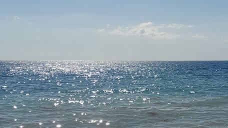 Serene Horizon Over Sparkling Sea Waves wallpaper