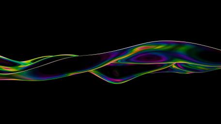 Vibrant Neon Waves on Black Canvas wallpaper