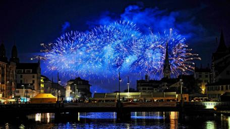 City Night Celebration Fireworks Wallpaper wallpaper