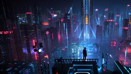 Neon Dreams in a Futuristic Metropolis wallpaper