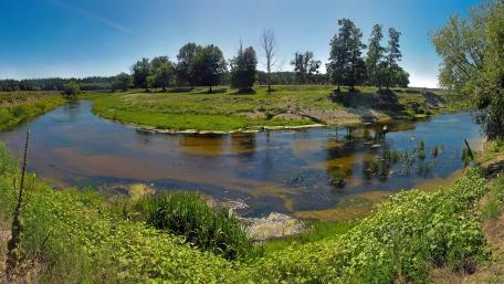 Tranquil Riverbend in Nature's Embrace wallpaper
