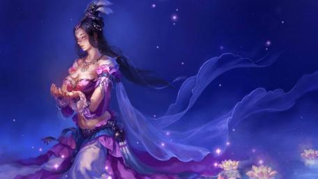 Mystical Sorceress in Enchanted Realm wallpaper