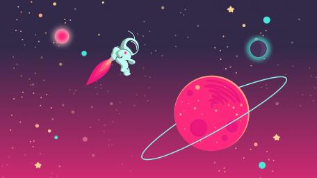 Astronaut Bunny's Pink Space Adventure wallpaper