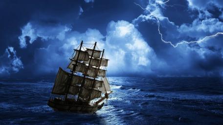 Stormy Seas Adventure at Night wallpaper