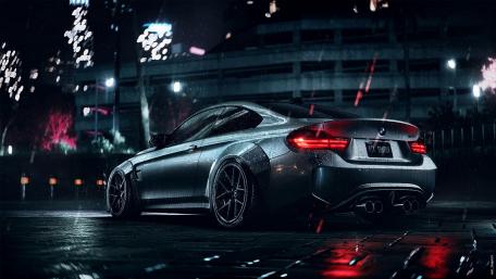 Sleek BMW in a Neon Nightscape wallpaper