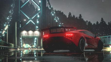 Dynamic Sports Car on a Rainy Night wallpaper