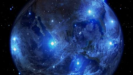 Glistening Earth Against the Cosmic Backdrop wallpaper
