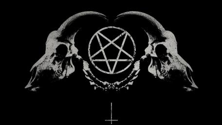 Dark Symmetry: Twin Skulls and Pentagram wallpaper