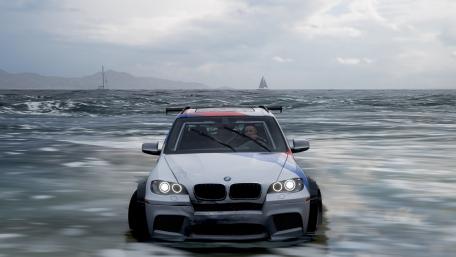 Dynamic BMW Car in Water Adventure Scene wallpaper