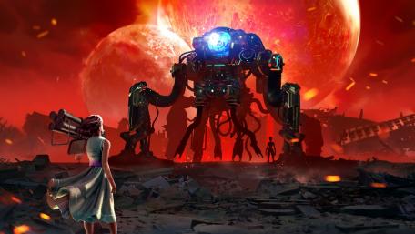 Rising Threat Beneath Crimson Skies wallpaper
