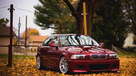 Stylish BMW Among Autumn Leaves wallpaper