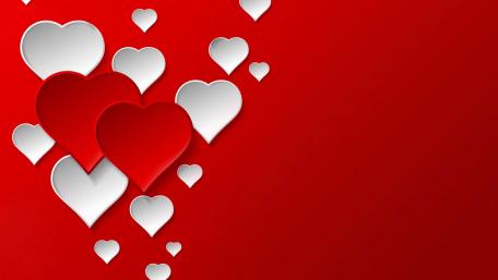 Love's Embrace in Red Hearts wallpaper