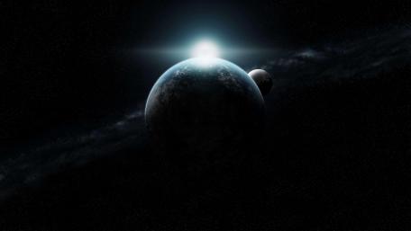 Ethereal Earth and Moon in Space wallpaper